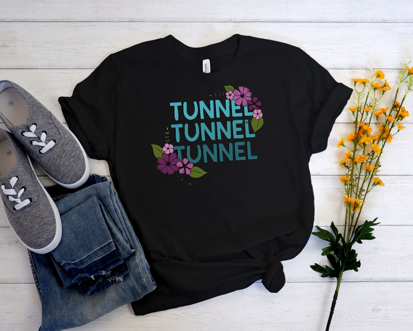 Tunnel Tunnel Tunnel Floral Bella + Canvas Unisex Jersey T-Shirt