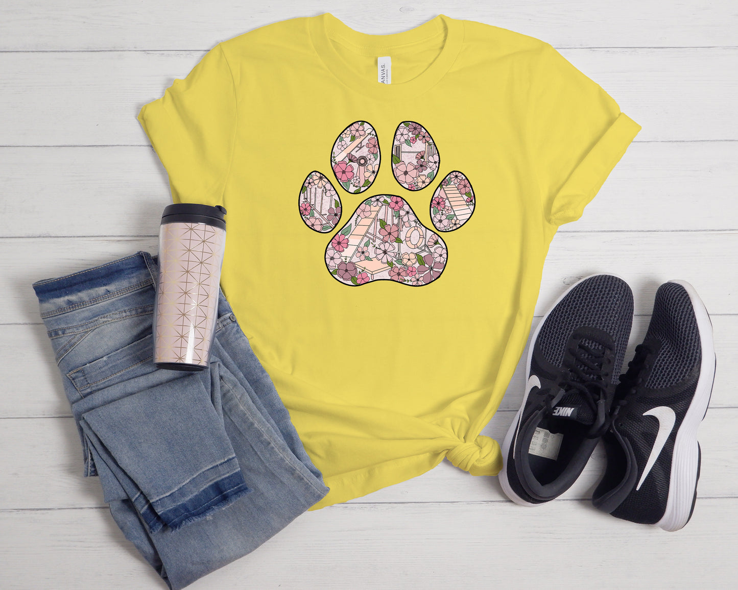 Floral Agility Paw Bella + Canvas Unisex Jersey T-Shirt