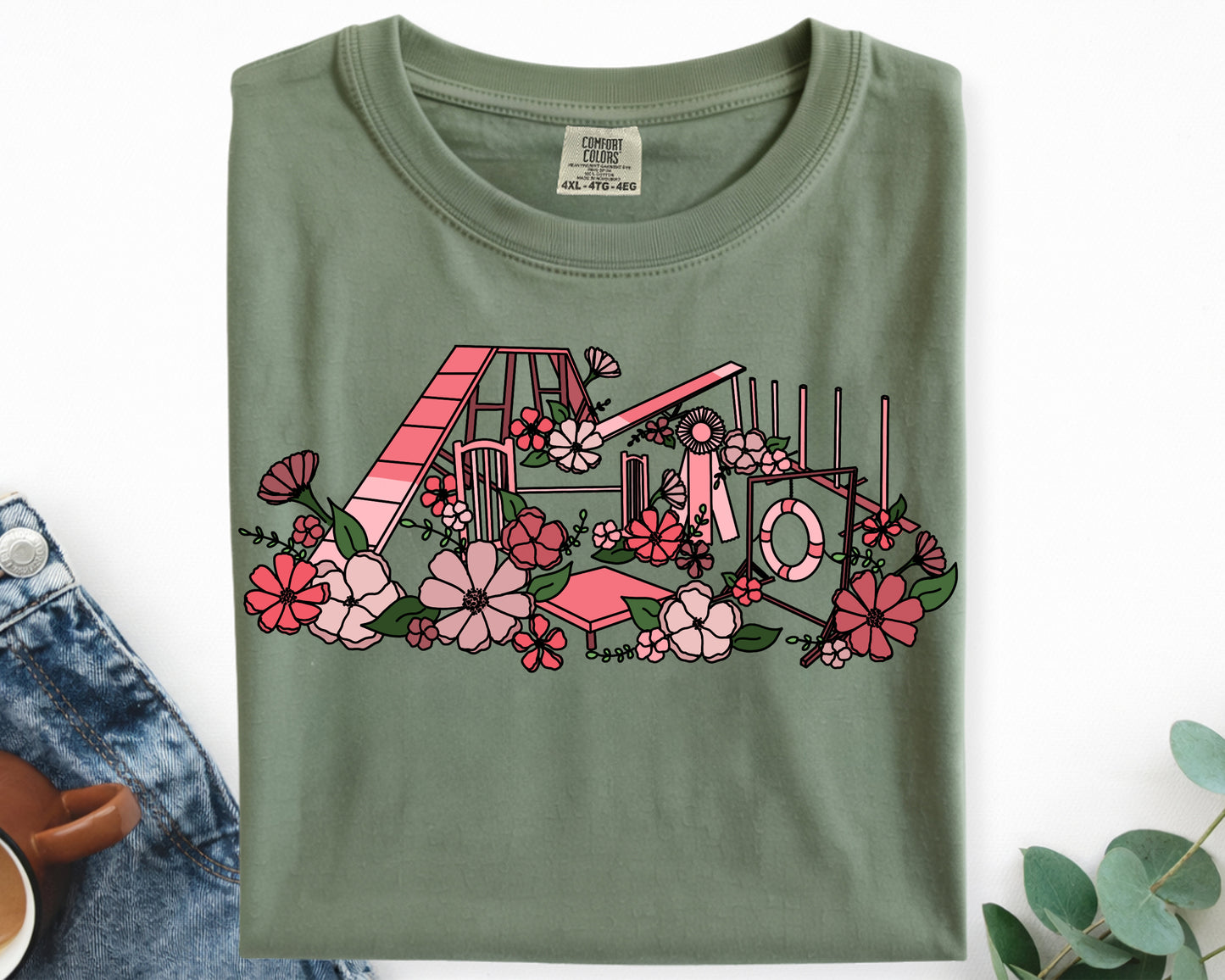 Floral Agility Equipment Comfort Colors Unisex Heavyweight T-Shirt