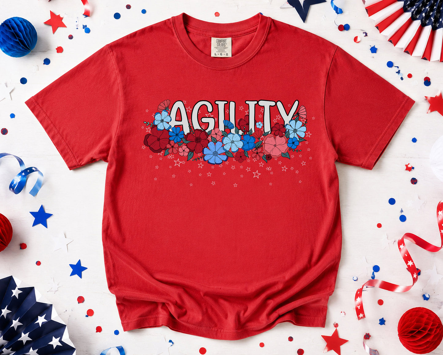 Stars and Stripes Floral Agility Comfort Colors Unisex Heavyweight T-Shirt