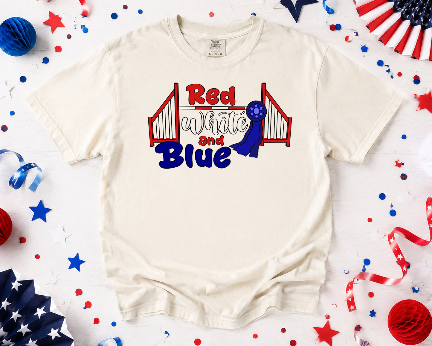 Stars and Stripes Red, White, and Blue Ribbon Comfort Colors Unisex Heavyweight T-Shirt