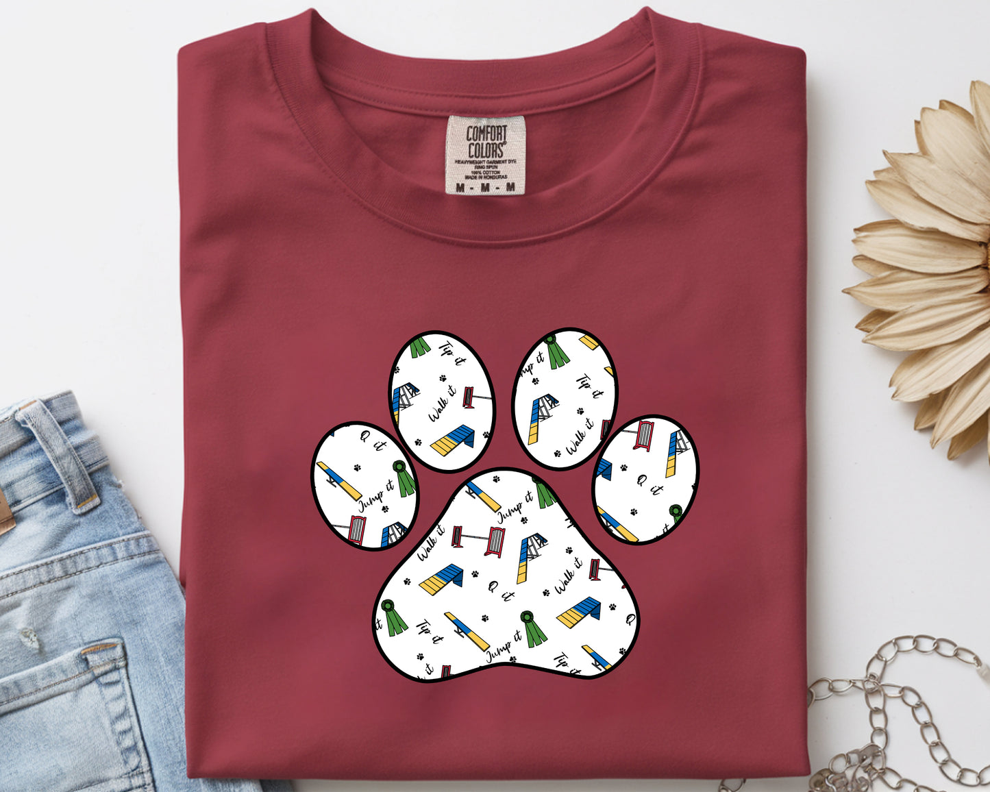 Agility Day Paw Print Comfort Colors Unisex Heavyweight T-Shirt