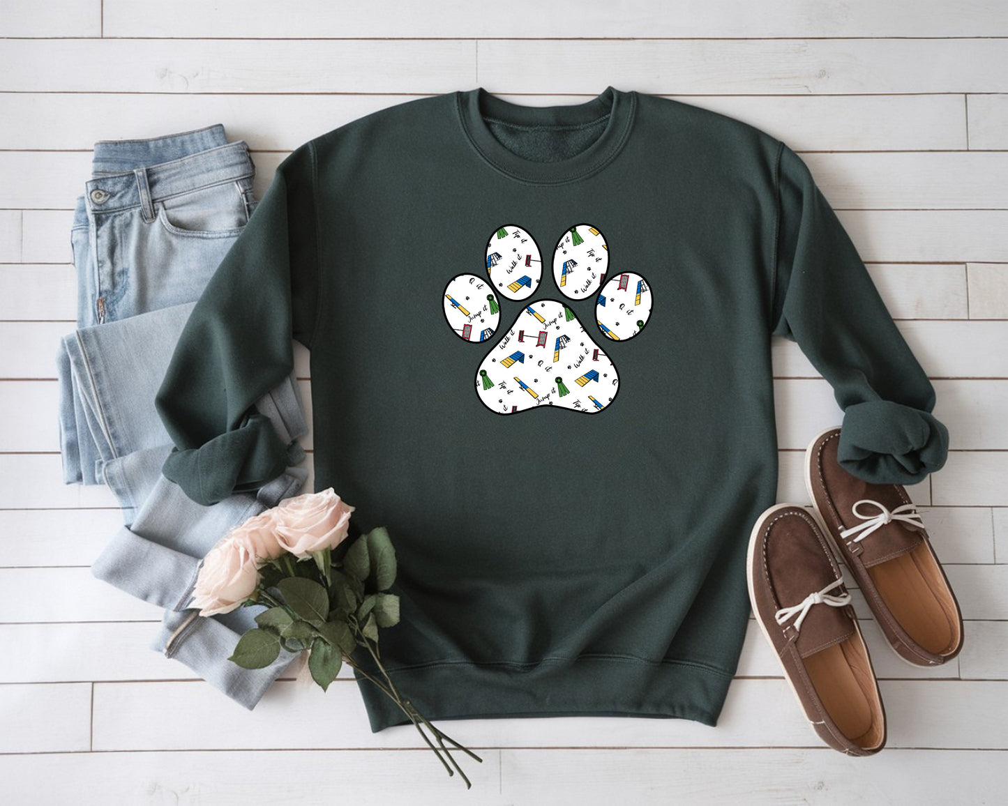 Agility Day Paw Print Gildan Unisex Heavy Blend™ 50/50 Fleece Crew