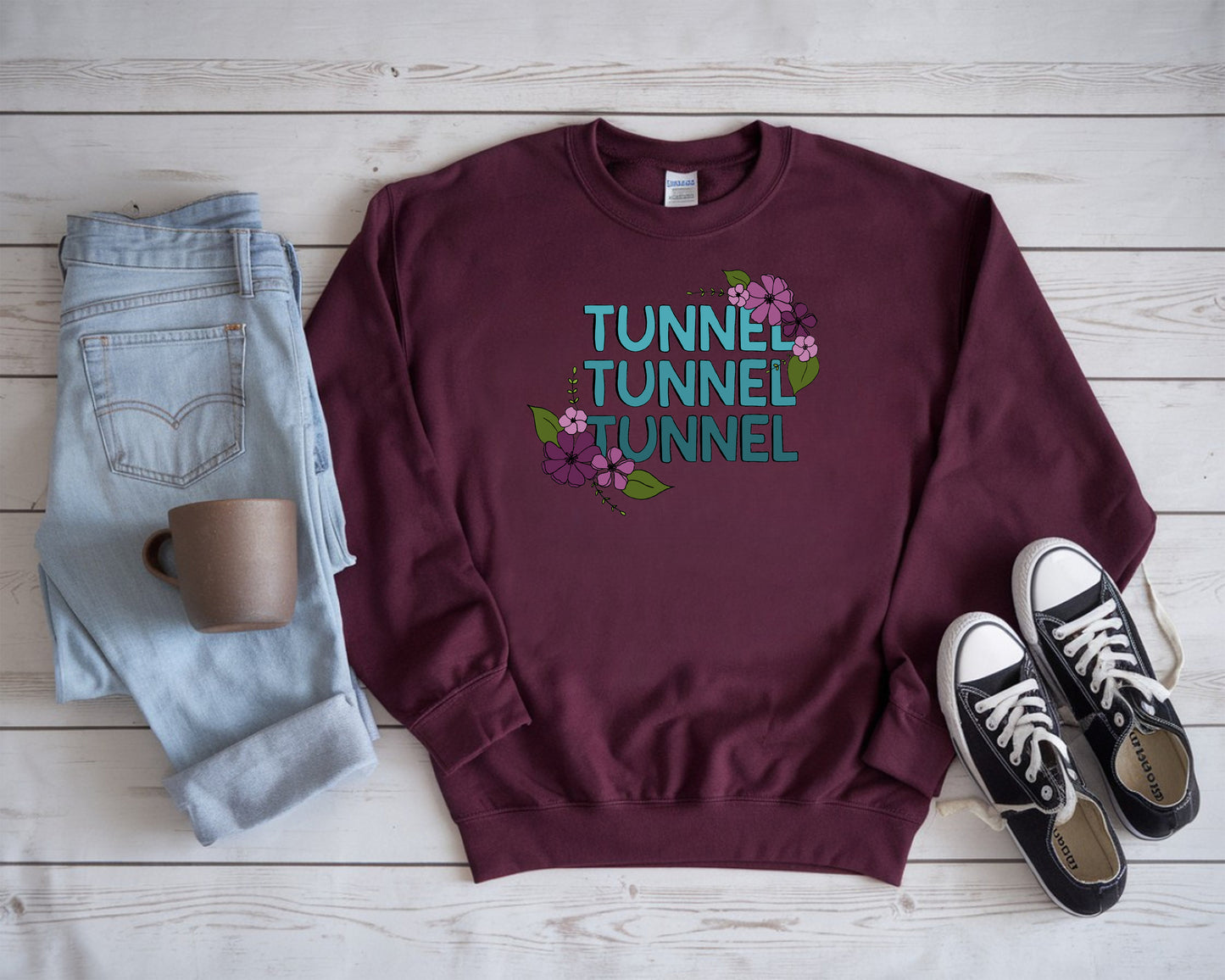 Floral Tunnel Tunnel Tunnel Gildan Unisex Heavy Blend™ 50/50 Fleece Crew