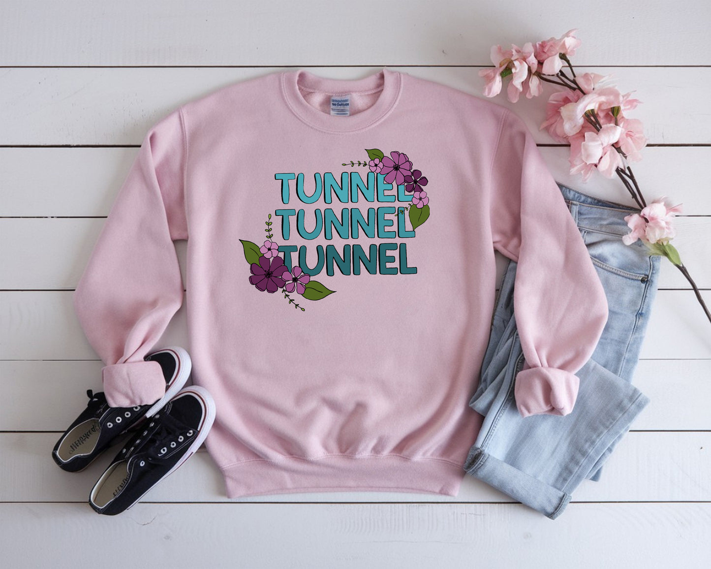 Floral Tunnel Tunnel Tunnel Gildan Unisex Heavy Blend™ 50/50 Fleece Crew
