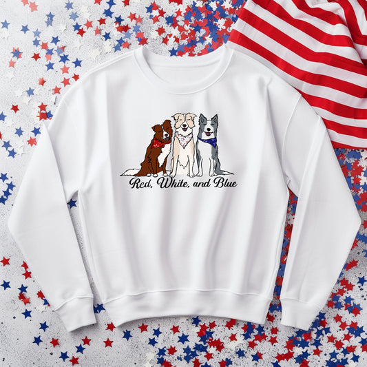 Stars and Stripes Red, White, and Blue Border Collies Gildan Unisex Heavy Blend™ 50/50 Fleece Crew