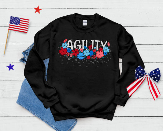 Stars and Stripes Floral Agility Gildan Unisex Heavy Blend™ 50/50 Fleece Crew