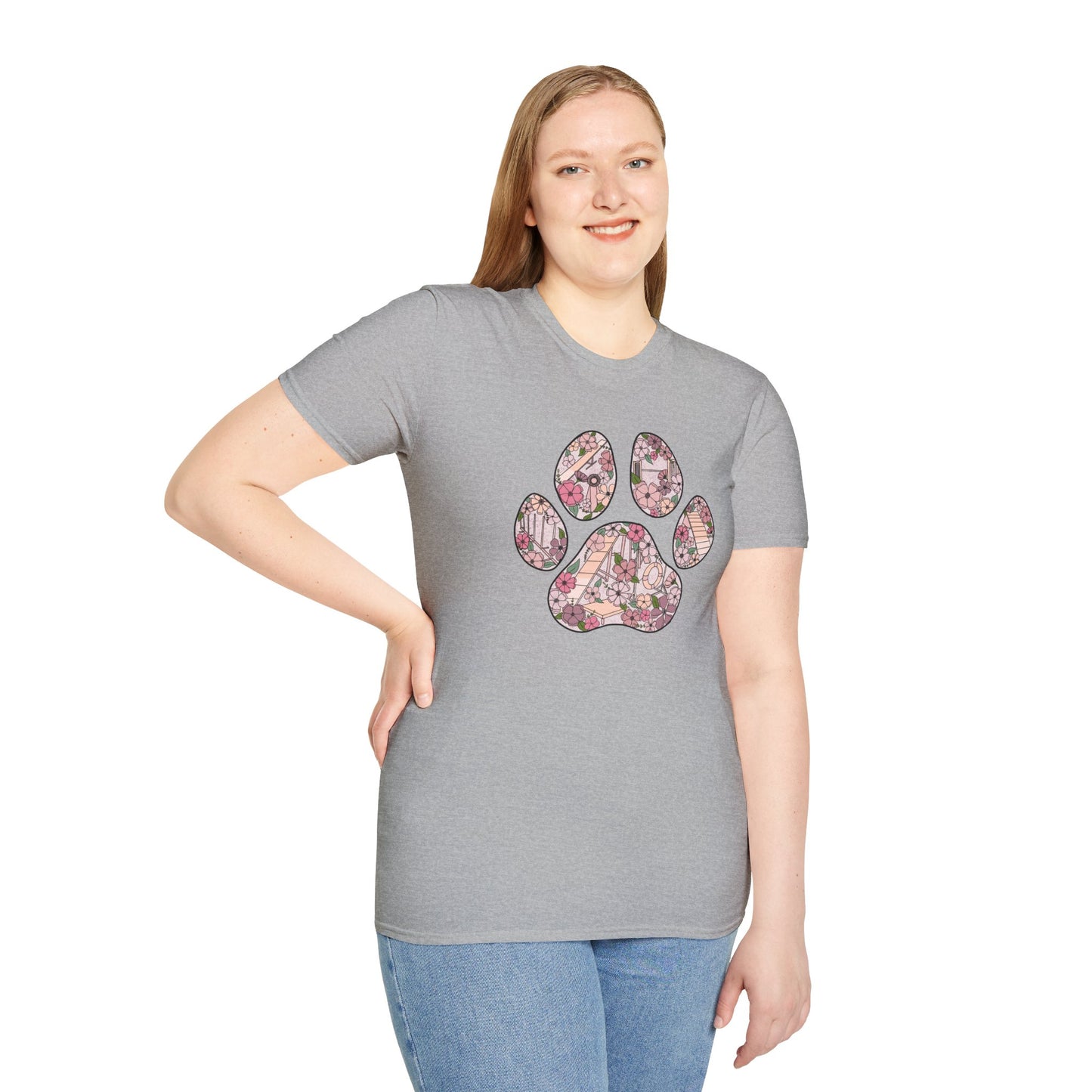 Floral Agility Paw Gildan Unisex Softstyle Tshirt