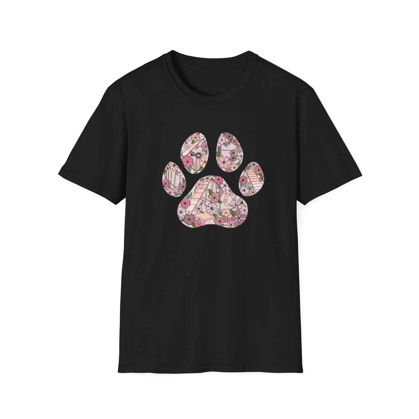 Floral Agility Paw Gildan Unisex Softstyle Tshirt