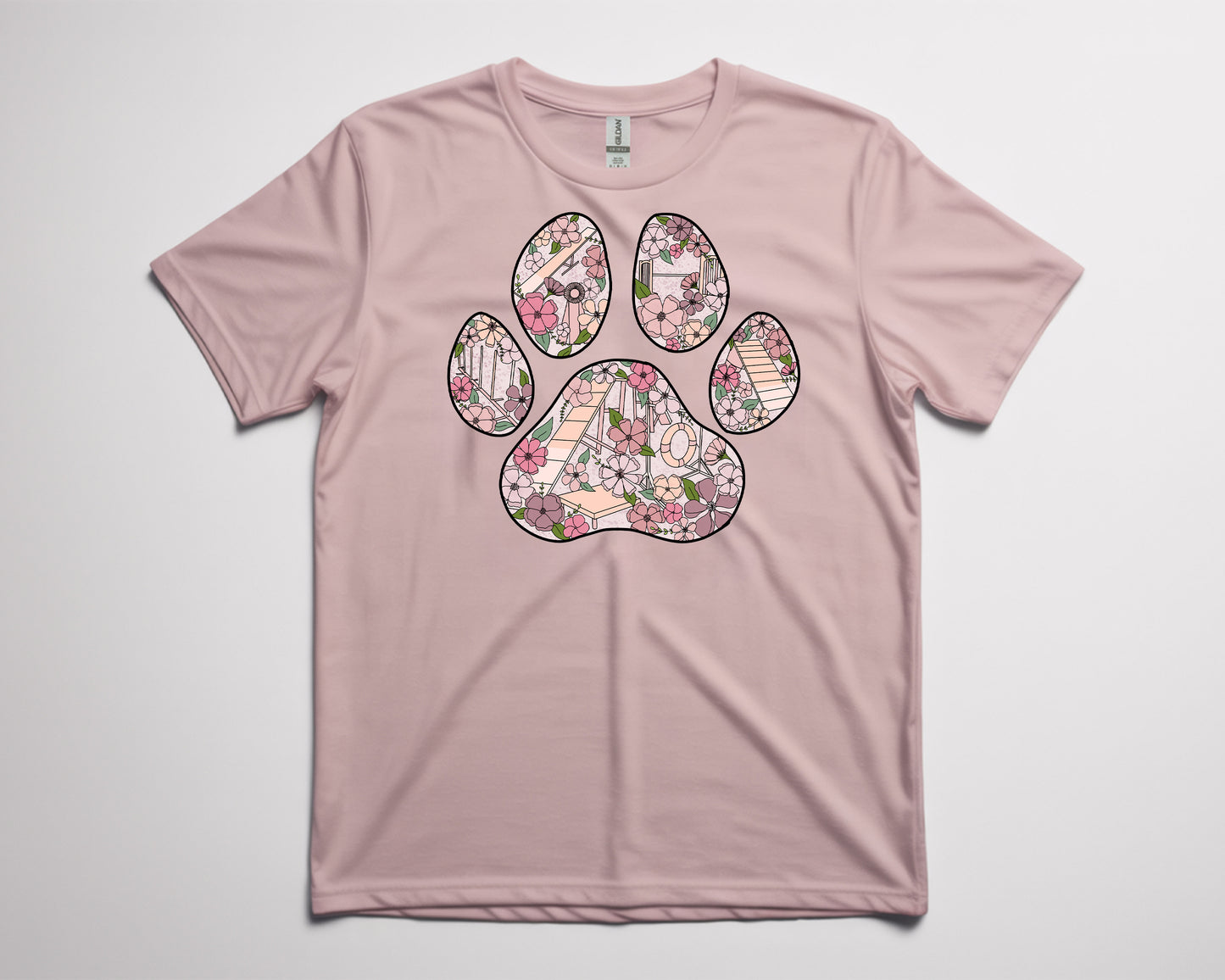 Floral Agility Paw Gildan Unisex Softstyle Tshirt