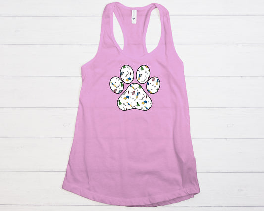 Agility Day Paw Print Next Level Women's Ideal Racerback Tank