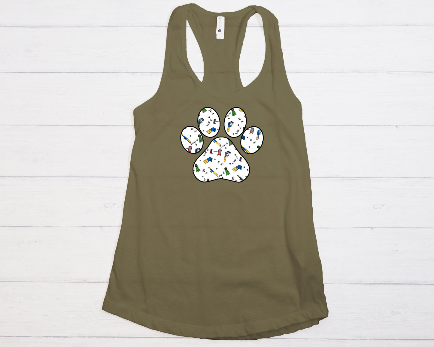 Agility Day Paw Print Next Level Women's Ideal Racerback Tank