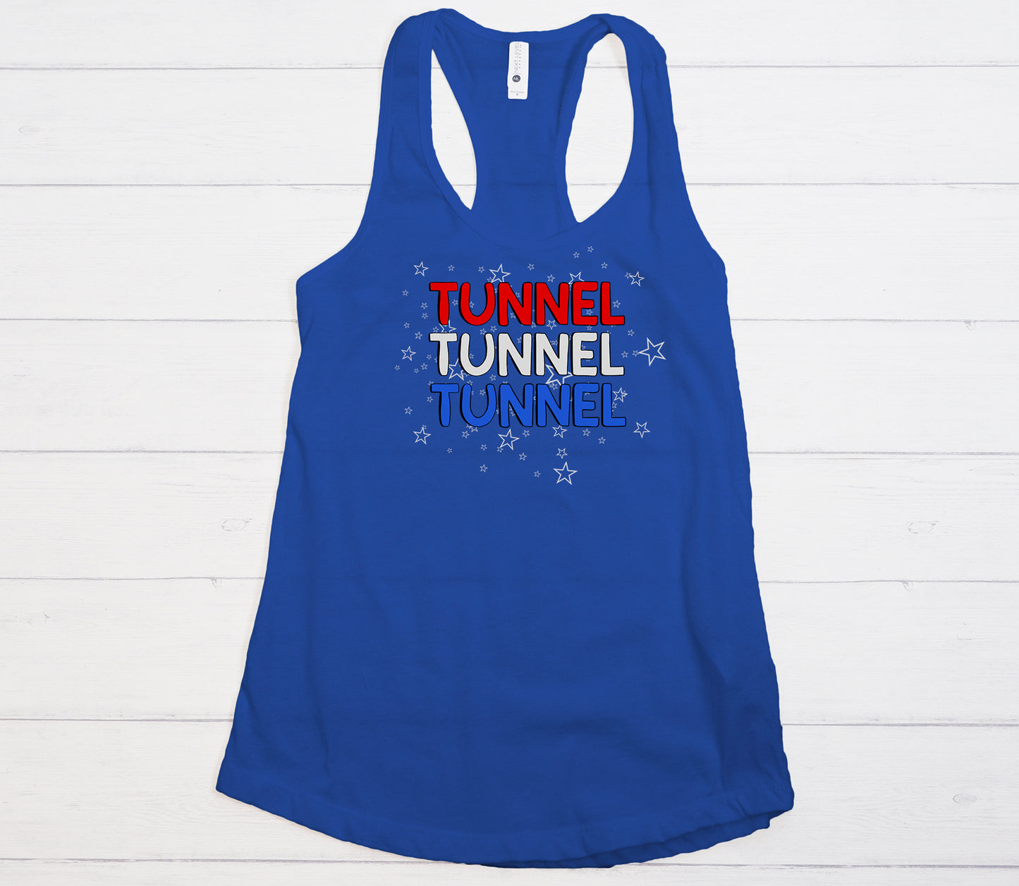 Stars and Stripes Tunnel Tunnel Tunnel Next Level Women's Ideal Racerback Tank
