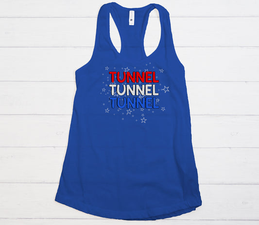 Stars and Stripes Tunnel Tunnel Tunnel Next Level Women's Ideal Racerback Tank